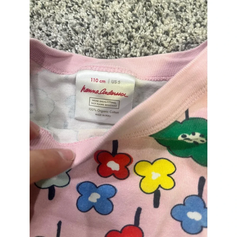 Hanna Andersson Girls Size 5‎ 110cm Organic Cotton Floral Pajama Set Pink Flower